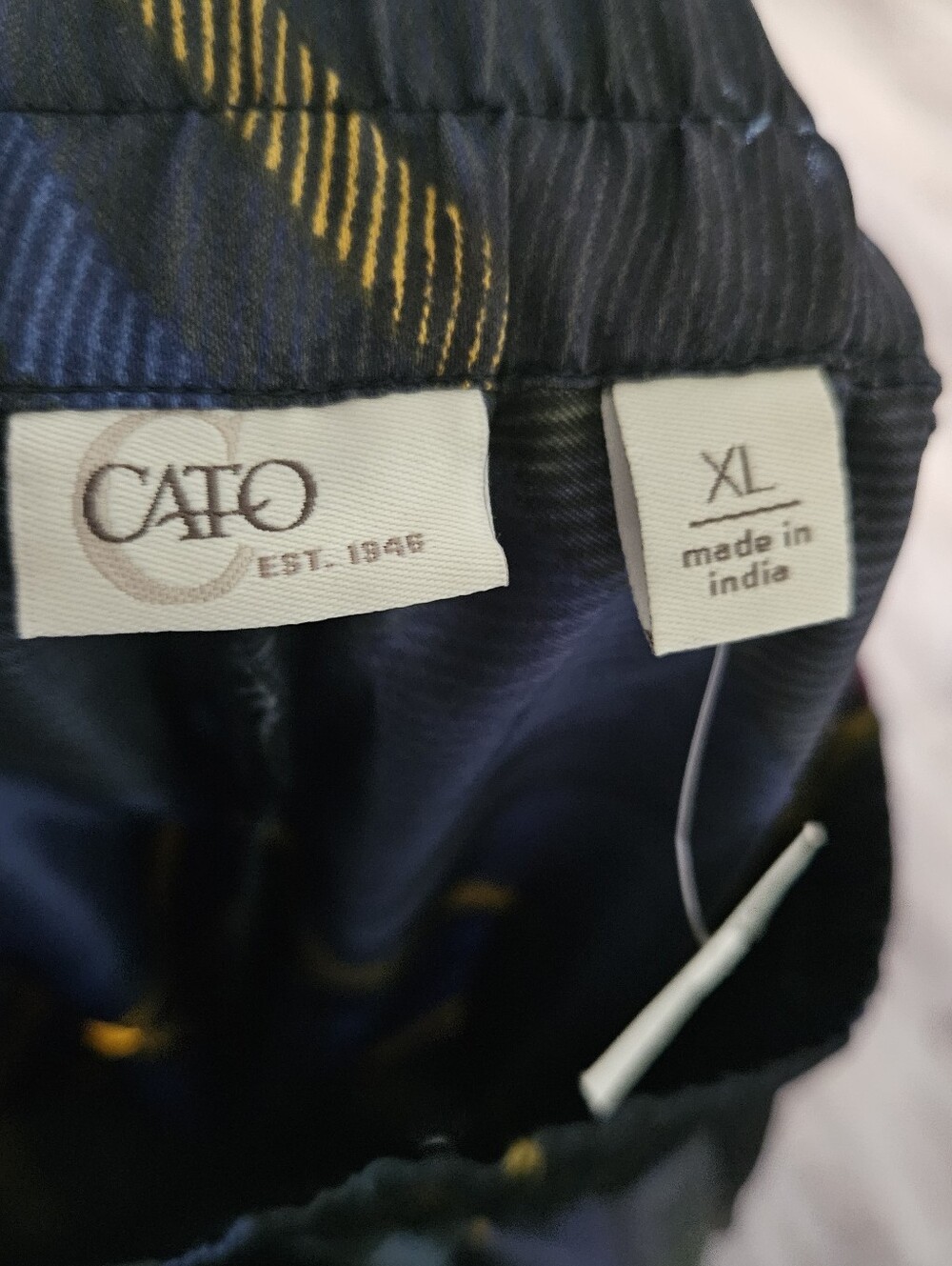 Cato Navy Plaid Satin Maxi Skirt with Gold Accent - Picture 4 of 4